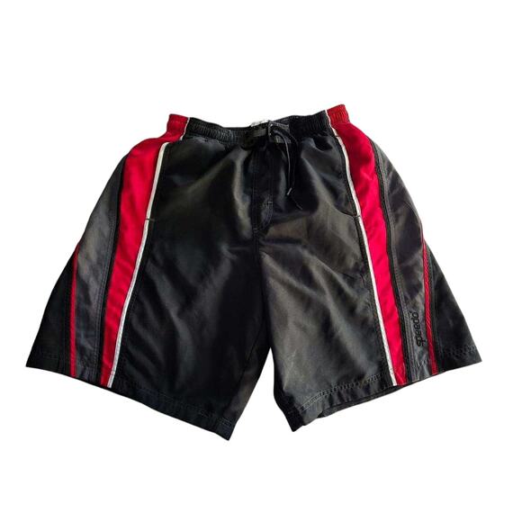 Speedo men's swim trunks shorts size large red‎ black - Picture 1 of 3
